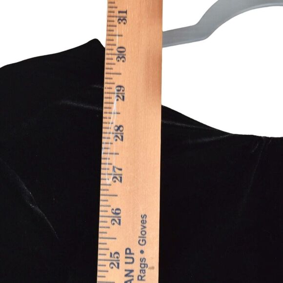 Zara Black Velvet Mini Dress M Long Sleeve Ruched Party Elegant Retro Chic 90s - Picture 8 of 9